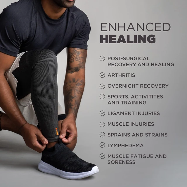 Alt view image 5 of 7 - Leg Sleeve 2-Pack Full-Length Long Sleeve for Leg Pain Relief & Muscle Recovery, Reduces Swelling & Inflammation, Promotes Circulation for Men & Women (Black, Medium)