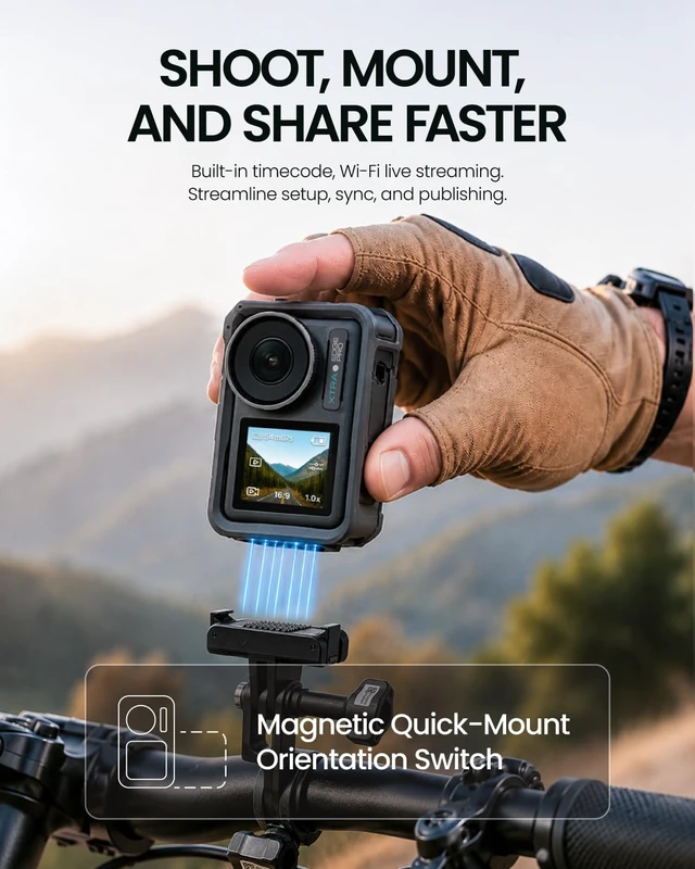 Alt view image 7 of 7 - Xtra Pro Dual Battery Bundle 1/1.3" Sensor, 65ft Waterproof, 216-Min Battery, 4K/120fps Night Video, Smart Tracking, 32x Slow Motion Outdoor Sports Vlogging Camera