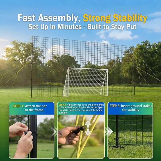Alt view image 2 of 7 - 3-in-1 Soccer Goal with Rebounder & Backstop Net