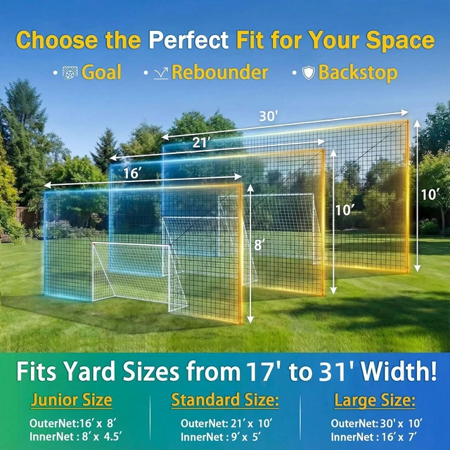 Alt view image 4 of 7 - 3-in-1 Soccer Goal with Rebounder & Backstop Net