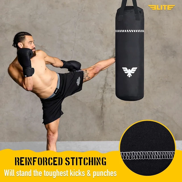 Alt view image 2 of 6 - 4 FT Boxing Bag Heavy-Duty Canvas Punching Bag with Straps for Boxing, MMA, Muay Thai, Kickboxing, Martial Arts & Fitness UNFILLED Heavy Bag