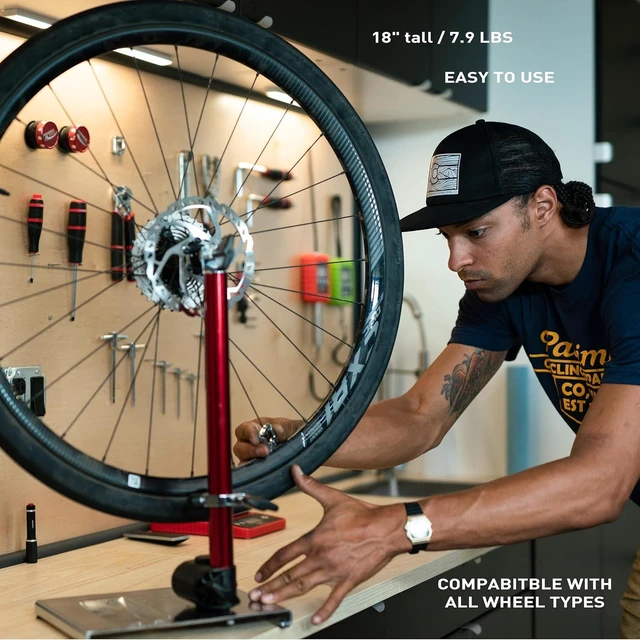 Alt view image 4 of 6 - Pro Truing Stand with Thru-Axle Adapter (Red)