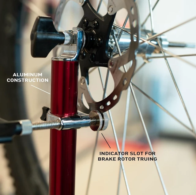 Alt view image 5 of 6 - Pro Truing Stand with Thru-Axle Adapter (Red)