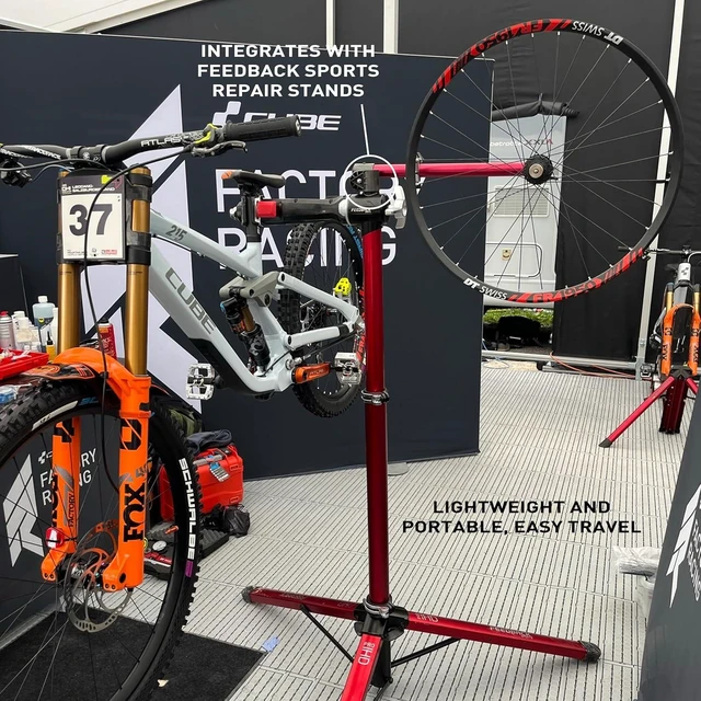 Alt view image 6 of 6 - Pro Truing Stand with Thru-Axle Adapter (Red)