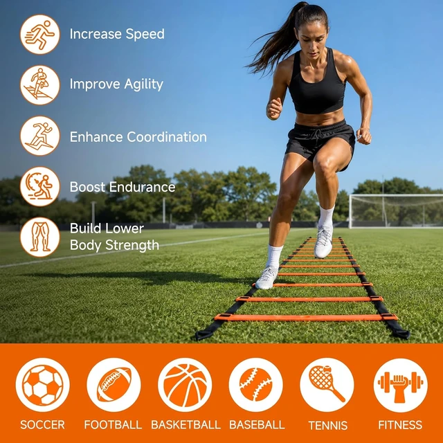 Alt view image 7 of 7 - Agility Ladder Soccer Football Training Equipment for Agility & Speed Training