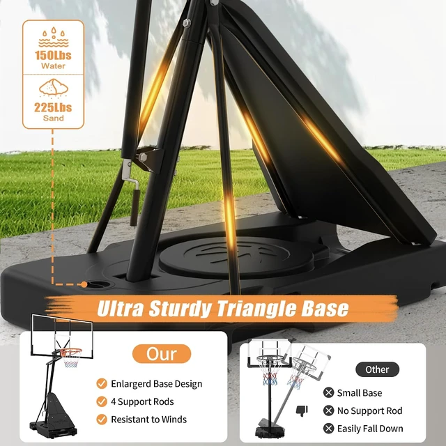 Alt view image 4 of 7 - Outdoor Basketball Hoop with 44/52" Shatterproof PC Backboard 4.36-10FT Stepless Adjustable Height, Portable for Kids/Teens/Adults in Backyard, Driveway & Indoor