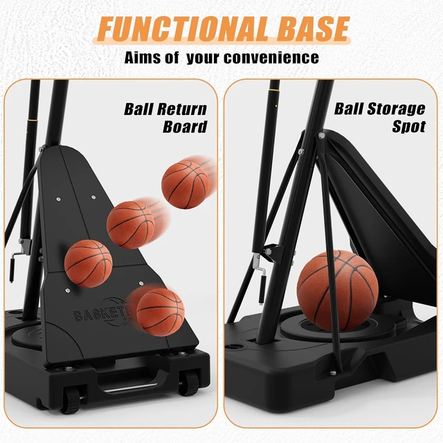 Alt view image 6 of 7 - Outdoor Basketball Hoop with 44/52" Shatterproof PC Backboard 4.36-10FT Stepless Adjustable Height, Portable for Kids/Teens/Adults in Backyard, Driveway & Indoor