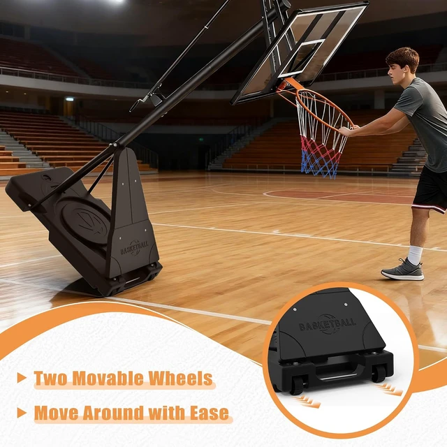 Alt view image 7 of 7 - Outdoor Basketball Hoop with 44/52" Shatterproof PC Backboard 4.36-10FT Stepless Adjustable Height, Portable for Kids/Teens/Adults in Backyard, Driveway & Indoor