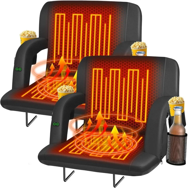 Main image of Heated Stadium Seats for Bleachers with Back Support 21" 2-Pack (Black)
