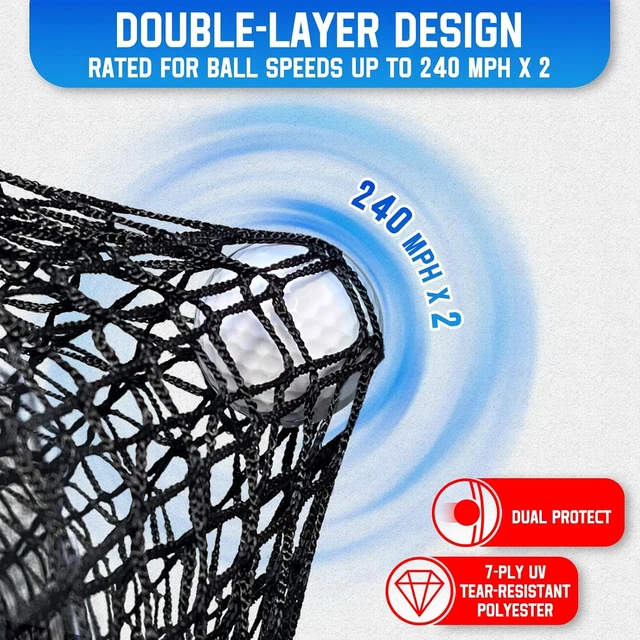 Alt view image 4 of 7 - Heavy-Duty Golf Practice Hitting Net with Extra Striking Net