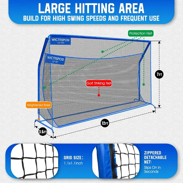 Alt view image 5 of 7 - Heavy-Duty Golf Practice Hitting Net with Extra Striking Net