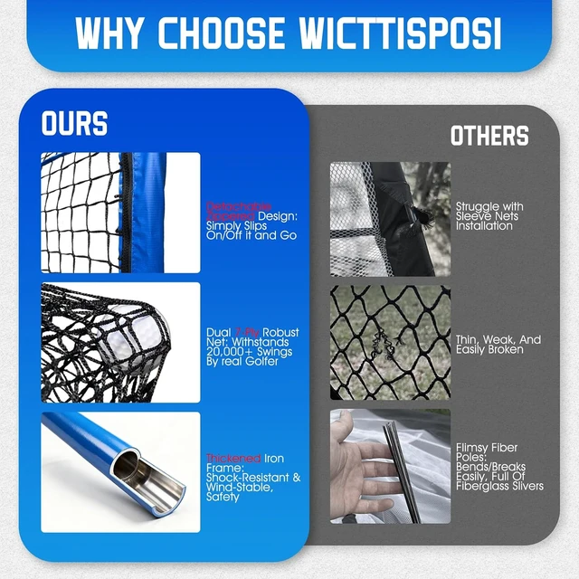 Alt view image 6 of 7 - Heavy-Duty Golf Practice Hitting Net with Extra Striking Net