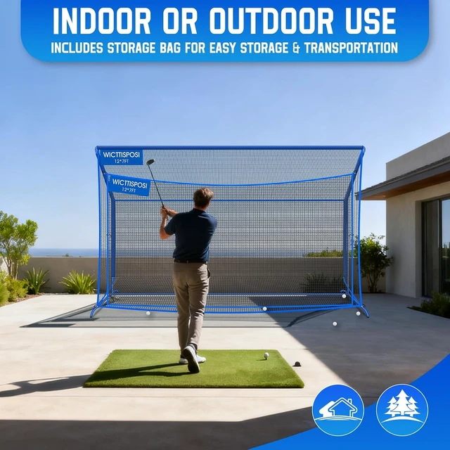 Alt view image 7 of 7 - Heavy-Duty Golf Practice Hitting Net with Extra Striking Net