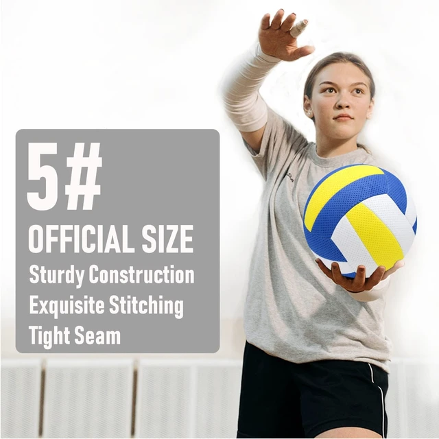 Alt view image 2 of 7 - 6-Pack Official Size 5 Volleyballs Synthetic Leather, Ball Pump & Net Bag Included, Competition Indoor/Outdoor