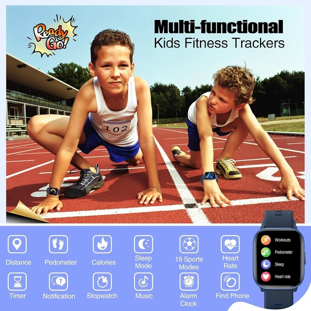 Alt view image 2 of 7 - Kids Watch for Girls & Boys IP68 Waterproof, 19 Sports Modes, Sleep Tracking, Pedometer, Stopwatch, Activity Tracker, Birthday Gift for Ages 6-15