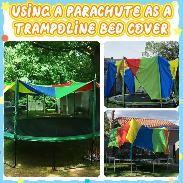 Alt view image 4 of 7 - Play Parachute 10ft/12ft/16ft with 12 Handles, 20ft/24ft with 16 Handles for Kids Cooperation Group Play (20 Feet)