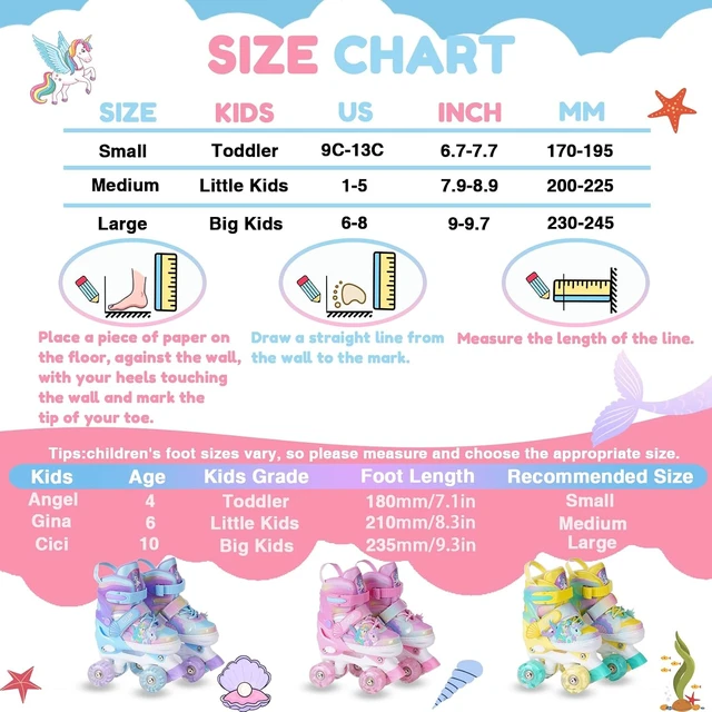 Alt view image 6 of 7 - Girls Roller Skates for Kids Ages 3-12 Adjustable Light-Up Skates for Toddlers & Beginners, Unicorn Mermaid Rainbow Gift for Indoor/Outdoor Sports