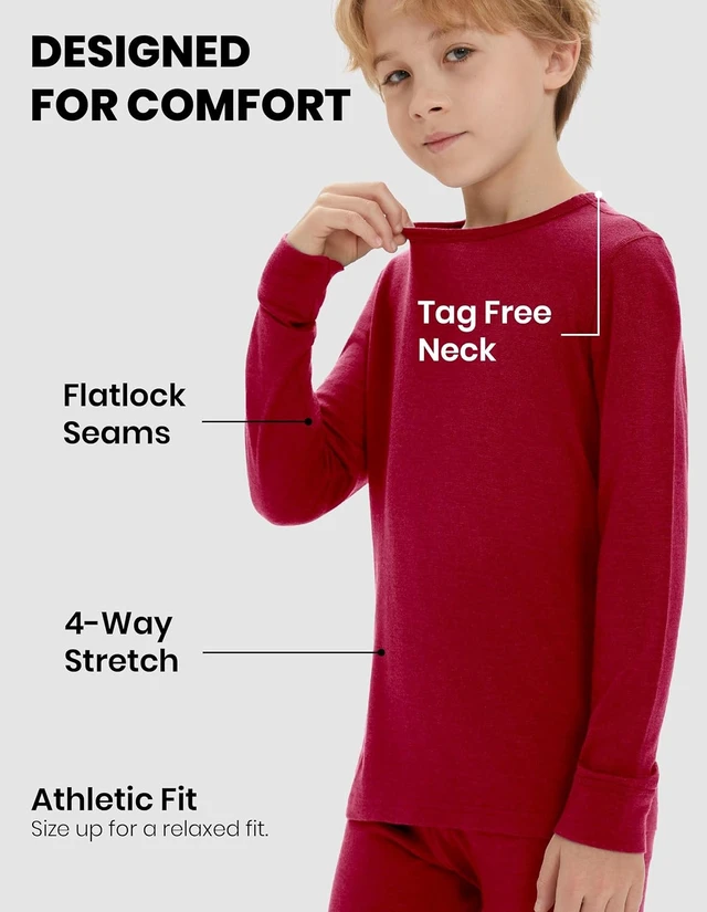 Alt view image 5 of 7 - Kids Unisex 100% Merino Wool Thermal Base Layer Set