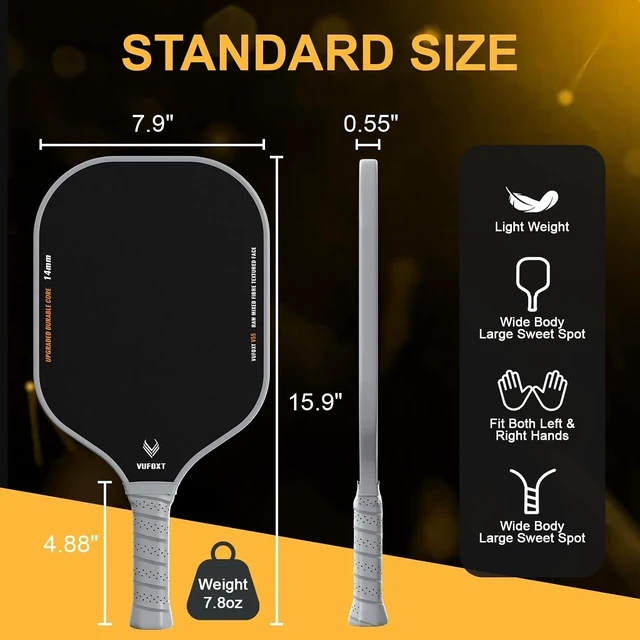 Alt view image 5 of 7 - Pickleball Paddles Set of 2/4 USAPA Approved Carbon Fiber Surface, 14mm PP Honeycomb Core Lightweight Rackets for Beginners' Training & Game (Blue)