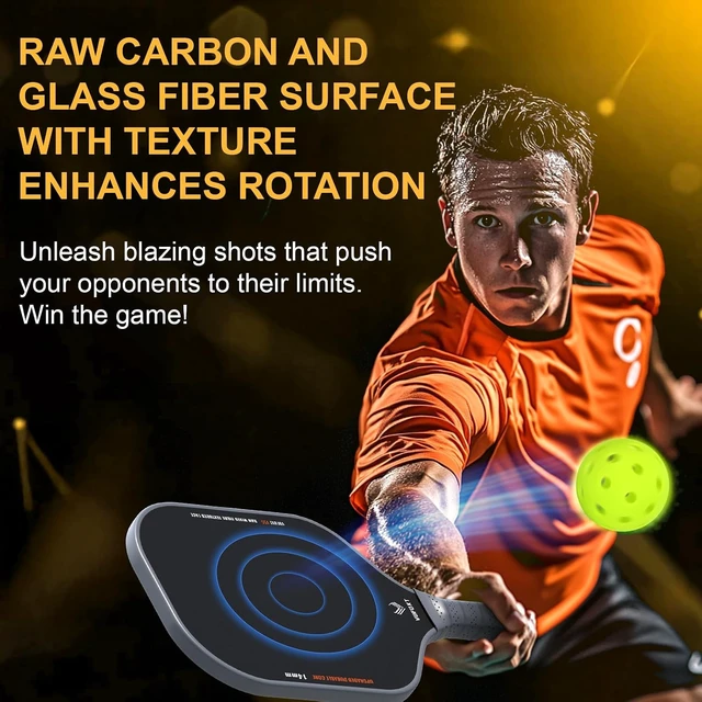 Alt view image 3 of 7 - Pickleball Paddles Set of 2/4 USAPA Approved Carbon Fiber Surface, 14mm PP Honeycomb Core Lightweight Rackets for Beginners' Training & Game (Blue)