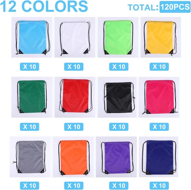 Alt view image 2 of 6 - 120-Pack Drawstring Backpacks Sport Gym Cinch Bags for Women & Men Outdoor Sports, 12 Colors