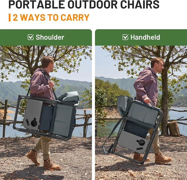 Alt view image 7 of 7 - XXL Director's Chair Heavy-Duty Folding Camping Chair for Adults, 500lb Capacity, Extra-Wide Padded Seat for Camping, Sports, Lawn, Courtyard & Outdoor Use (Grey)