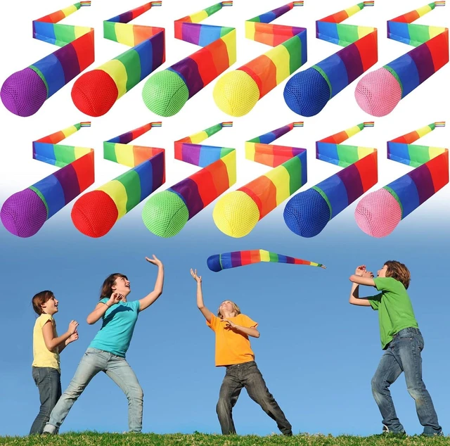 Main image of 12-Pack 28" Throw & Catch Balls with Rainbow Tail for Kids