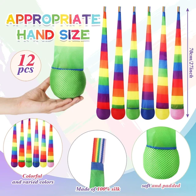 Alt view image 2 of 7 - 12-Pack 28" Throw & Catch Balls with Rainbow Tail for Kids