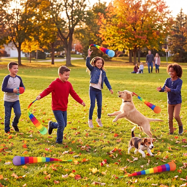 Alt view image 3 of 7 - 12-Pack 28" Throw & Catch Balls with Rainbow Tail for Kids