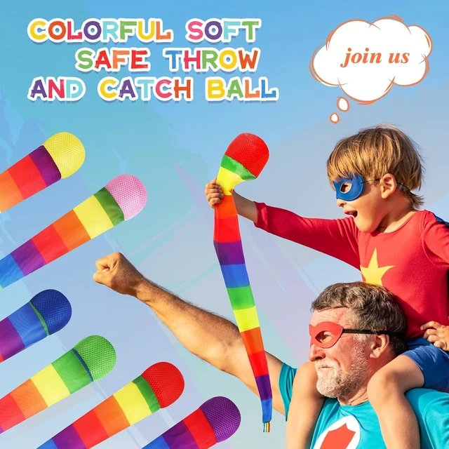 Alt view image 6 of 7 - 12-Pack 28" Throw & Catch Balls with Rainbow Tail for Kids