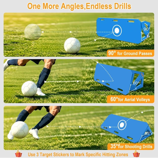 Alt view image 2 of 6 - 3-Angle Soccer Rebounder Board Portable Wall for Passing & Shooting