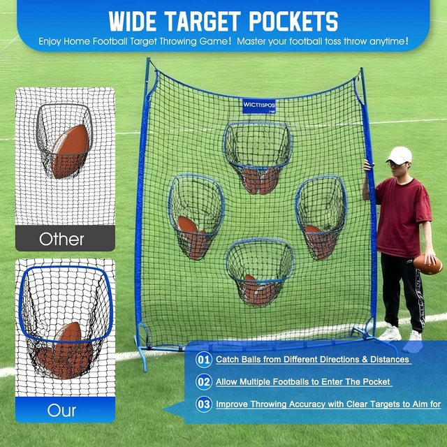 Alt view image 2 of 7 - Football Throwing Target Net Quarterback Training Equipment with Carry Bag