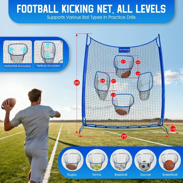 Alt view image 3 of 7 - Football Throwing Target Net Quarterback Training Equipment with Carry Bag