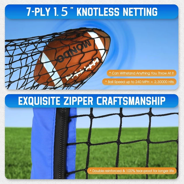 Alt view image 4 of 7 - Football Throwing Target Net Quarterback Training Equipment with Carry Bag