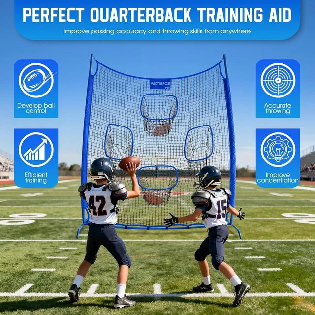 Alt view image 6 of 7 - Football Throwing Target Net Quarterback Training Equipment with Carry Bag