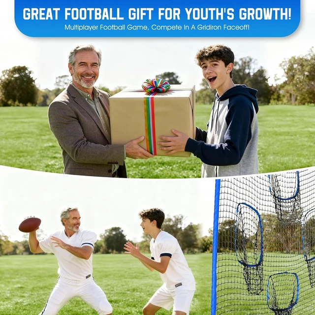 Alt view image 7 of 7 - Football Throwing Target Net Quarterback Training Equipment with Carry Bag