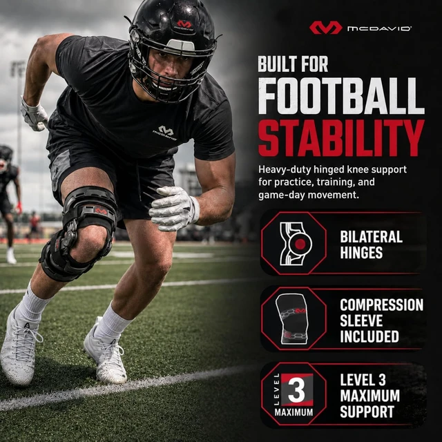Alt view image 2 of 7 - Heavy-Duty Hinged Knee Brace for Men ACL/MCL/PCL Support, Side Stabilizers
