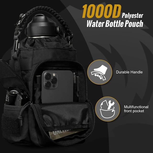 Alt view image 5 of 7 - 64oz Tactical Insulated Water Bottle 3 Lids & MOLLE Pouch