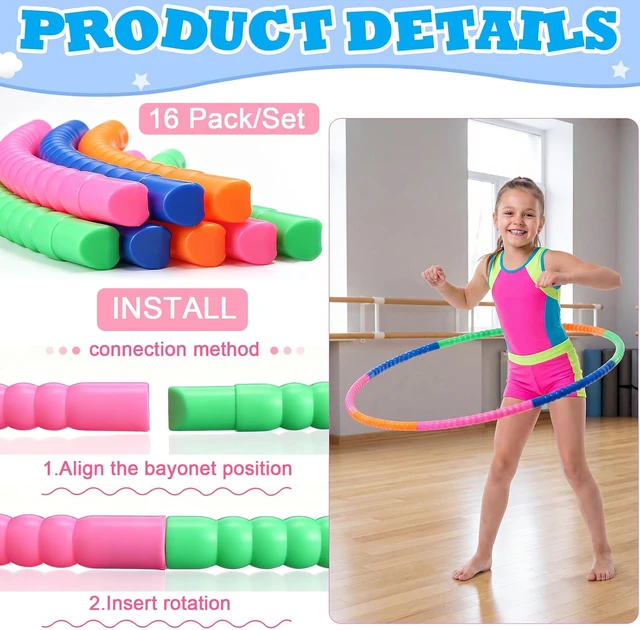 Alt view image 3 of 7 - Plastic Hoops for Kids, 16 Pcs