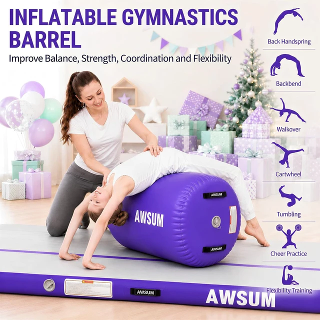 Alt view image 4 of 7 - Gymnastics Tumbling Roller Barrel Back Handspring Training Equipment