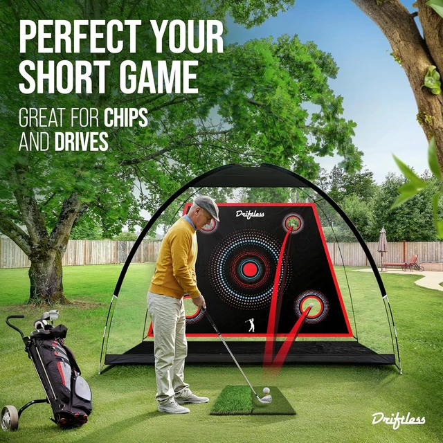 Alt view image 2 of 7 - 10x7 ft Golf Practice Net for Backyard Driving Indoor Hitting Net with Mat, Golf Training Aid & Great Gift for Golfers or Dad