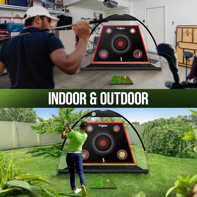 Alt view image 4 of 7 - 10x7 ft Golf Practice Net for Backyard Driving Indoor Hitting Net with Mat, Golf Training Aid & Great Gift for Golfers or Dad
