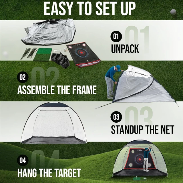 Alt view image 6 of 7 - 10x7 ft Golf Practice Net for Backyard Driving Indoor Hitting Net with Mat, Golf Training Aid & Great Gift for Golfers or Dad
