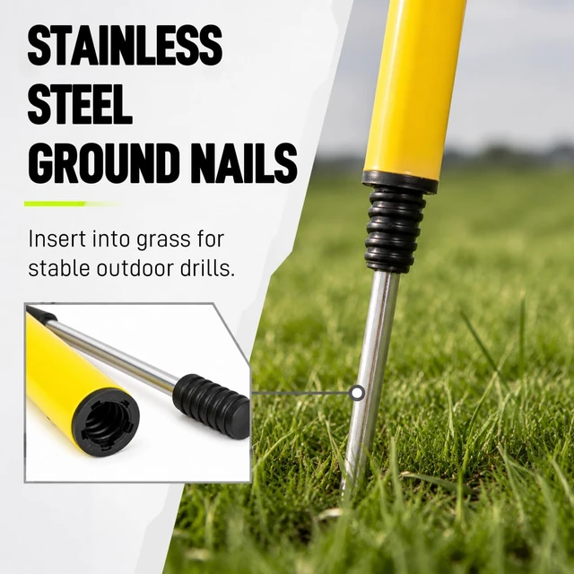 Alt view image 4 of 6 - 6 Pcs 5FT Adjustable Agility Training Poles Speed & Agility Sports Training Sticks with Stainless Steel Ground Nails for Soccer, Basketball, Football, Dog & Horse