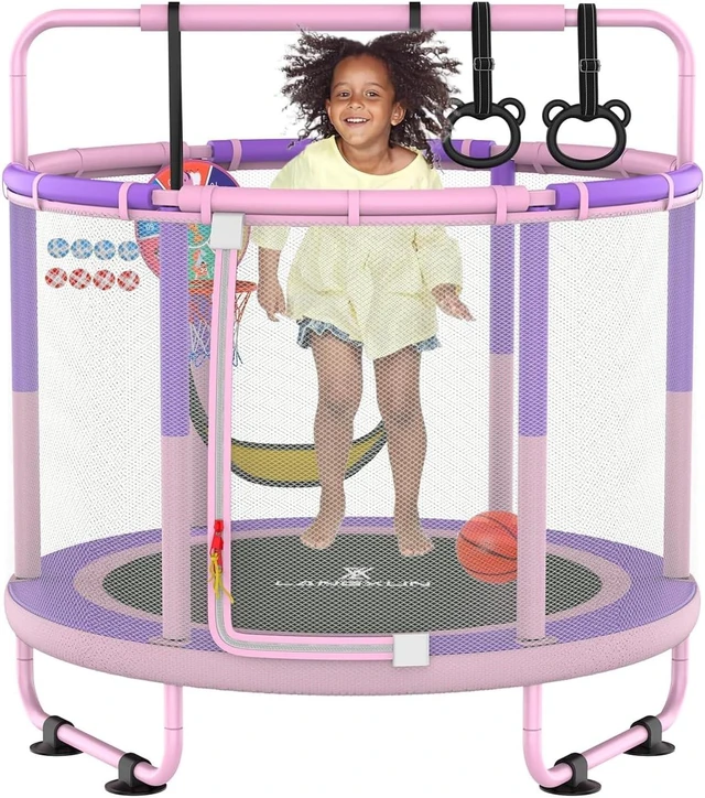 Main image of 6-in-1 Kids Trampoline 5ft Mini Toddler Trampoline for Girls & Boys