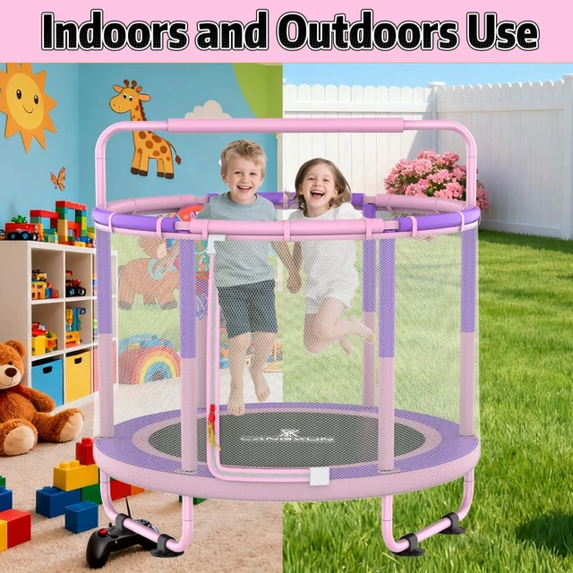 Alt view image 7 of 7 - 6-in-1 Kids Trampoline 5ft Mini Toddler Trampoline for Girls & Boys