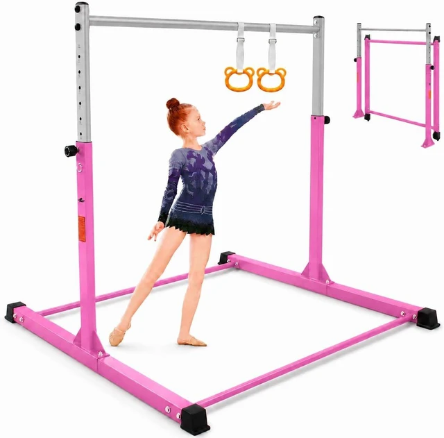 Main image of Adjustable Horizontal Gymnastics Bar for Kids Ages 3-18 11 Height Settings
