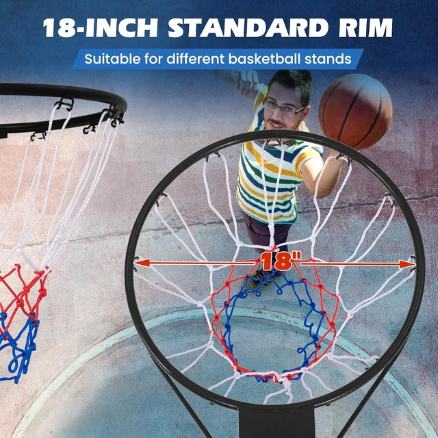 Alt view image 2 of 7 - 15/18 inch Basketball Rim Replacement with All-Weather Net Hoop Replacement Rim for Wall & Door Mounting, Indoor/Outdoor