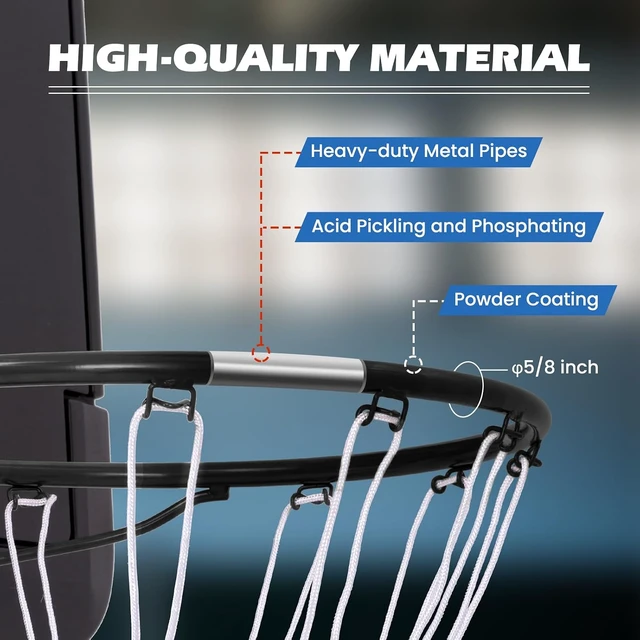 Alt view image 3 of 7 - 15/18 inch Basketball Rim Replacement with All-Weather Net Hoop Replacement Rim for Wall & Door Mounting, Indoor/Outdoor
