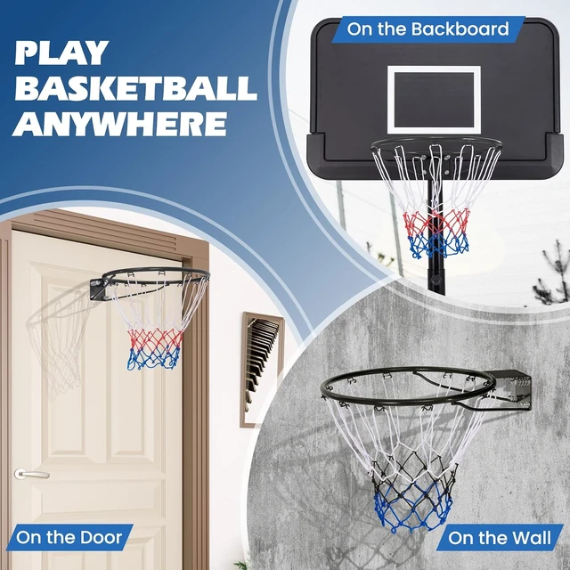 Alt view image 5 of 7 - 15/18 inch Basketball Rim Replacement with All-Weather Net Hoop Replacement Rim for Wall & Door Mounting, Indoor/Outdoor